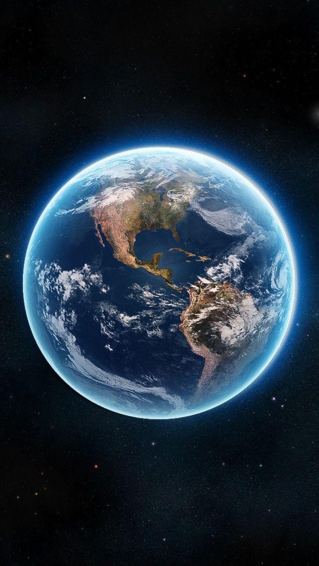 Glowing Pla Earth Illustration iPhone Wallpaper Space