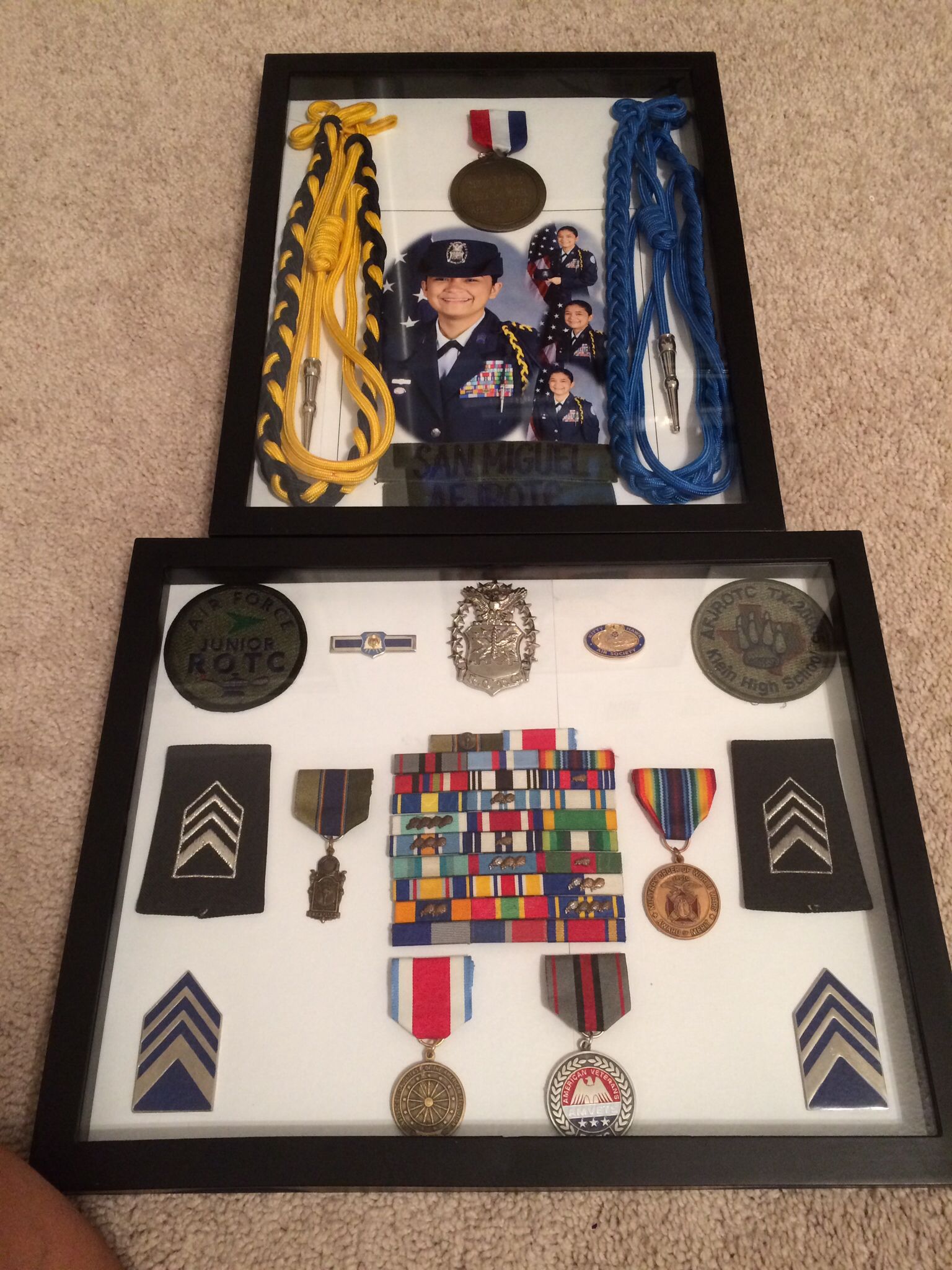 Shadow Box Of Rotc Awards I Added The White Card Stock Background