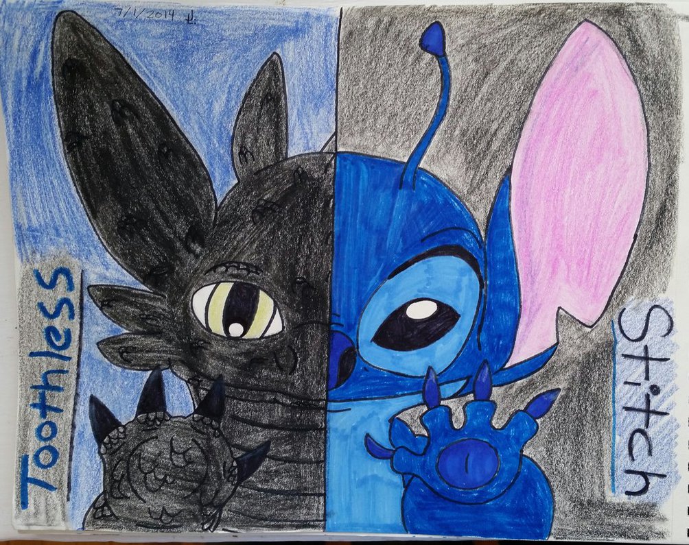 Stitch And Toothless Split Screen By darkreaperassassin13 On