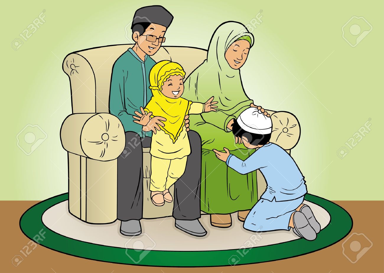 Indonesian Muslim Family In Forgiveness Tradition Royalty