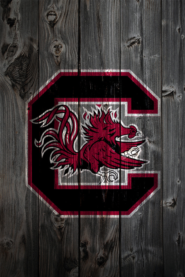 South Carolina Gamecocks Logo on Wood Background   iPhone 4 wallpaper 640x960