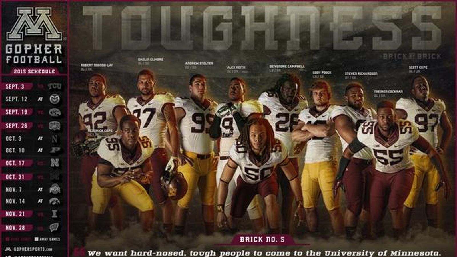 Minnesota Football Schedule Posters Brick By Video