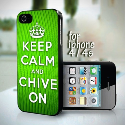 Keep Calm And Chive On Wallpaper design for iPhone 4 or 4s case