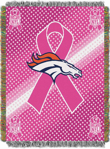 Denver Broncos Nfl Breast Cancer Awareness Tapestry Throw Series