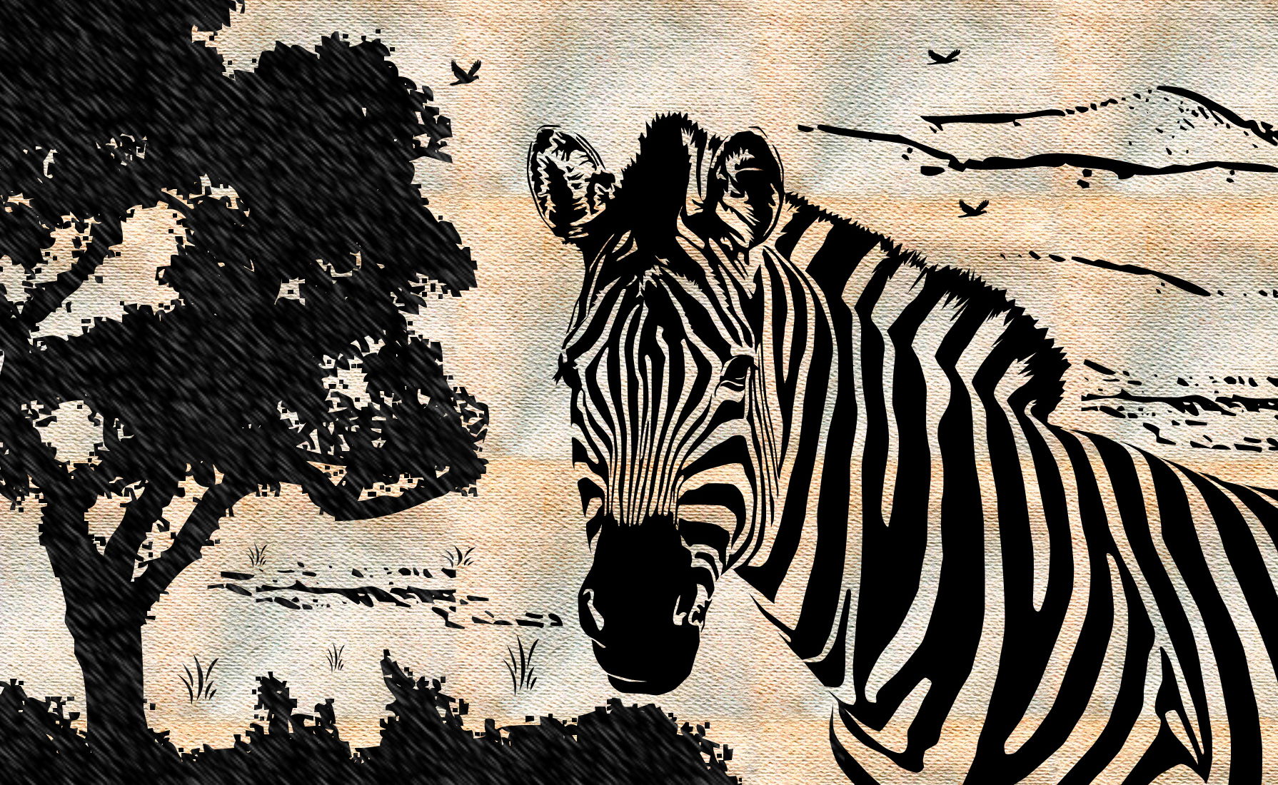 Zebra Drawing Puter Wallpaper Desktop Background