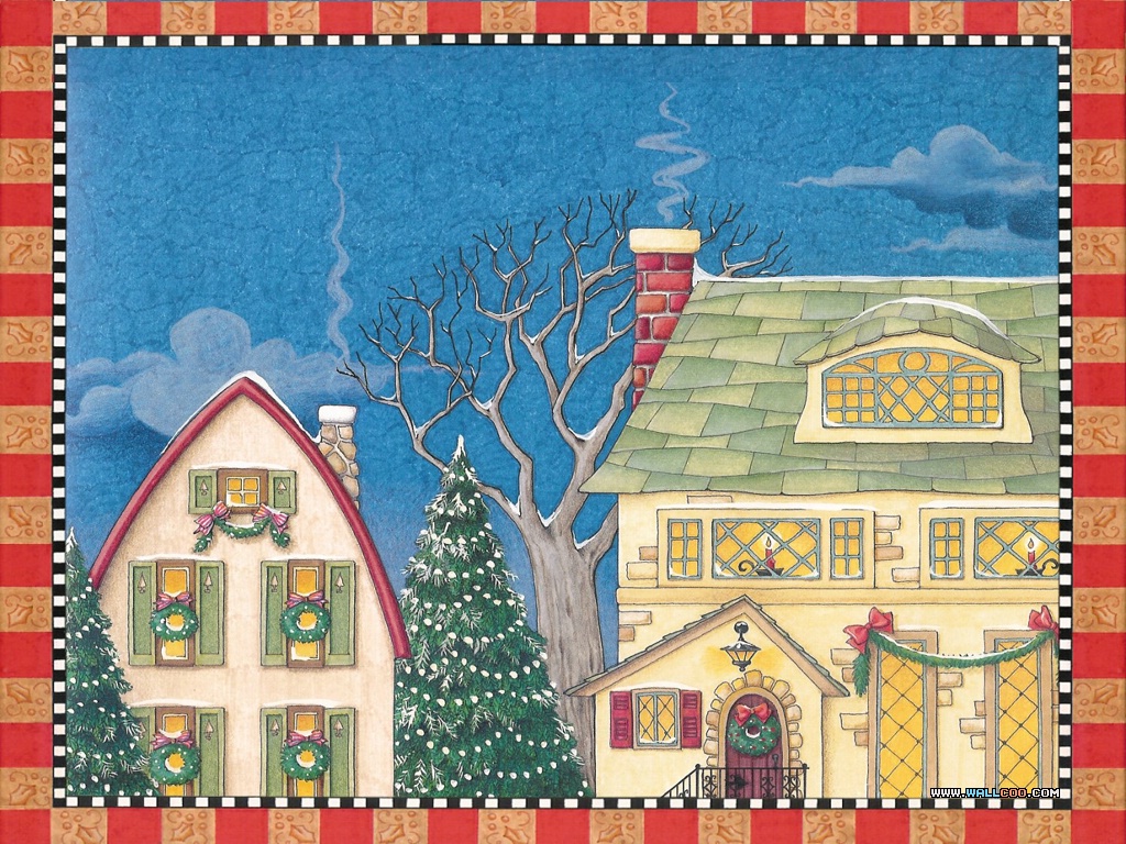 Home Holiday Wallpaper Paintings Index Christmas Art