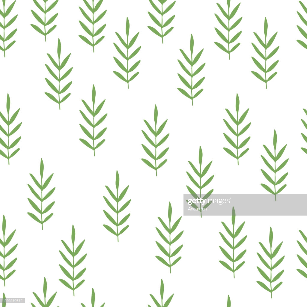 Green Herbs Seamless Pattern Scandinavian Background Nature Style