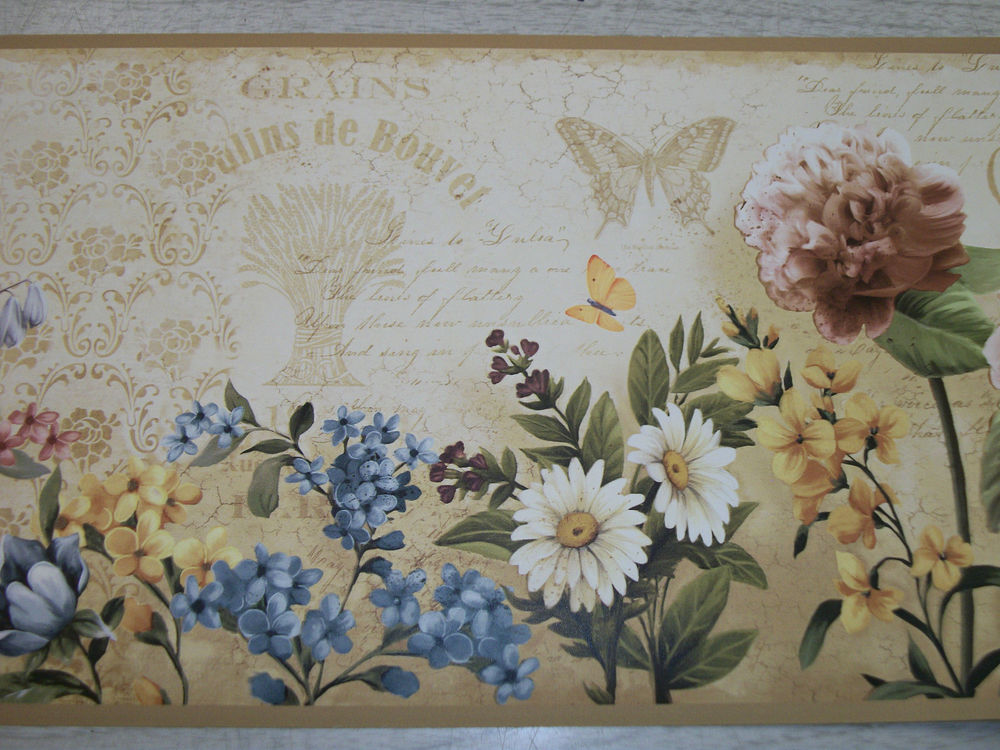 Flowers Butterflies Beautiful Wallpaper Border PUR44521B eBay