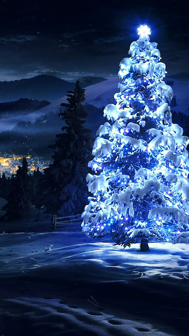 White Christmas Tree Light iPhone Wallpaper