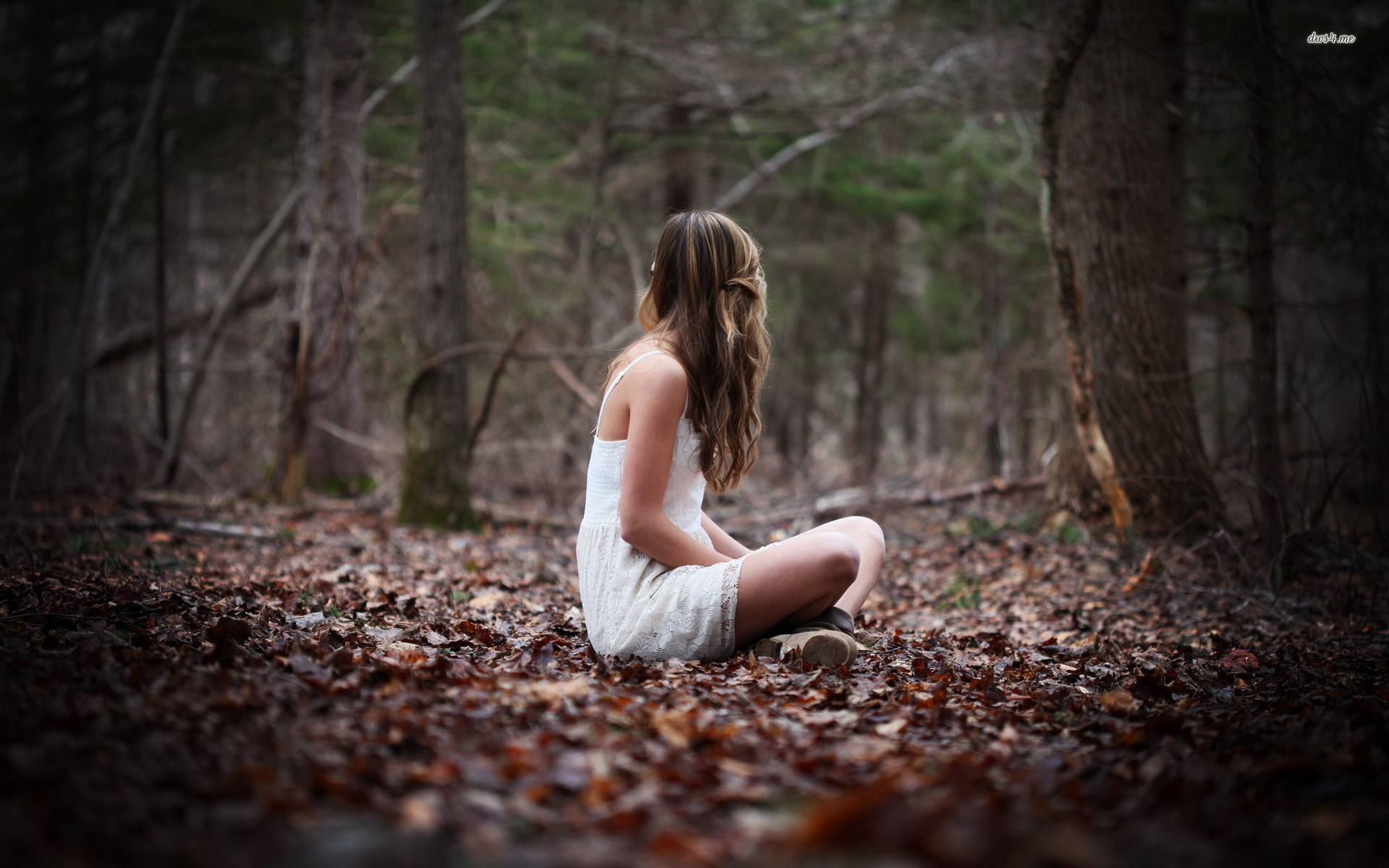 Lonely Girl In The Woods Wallpaper Photography