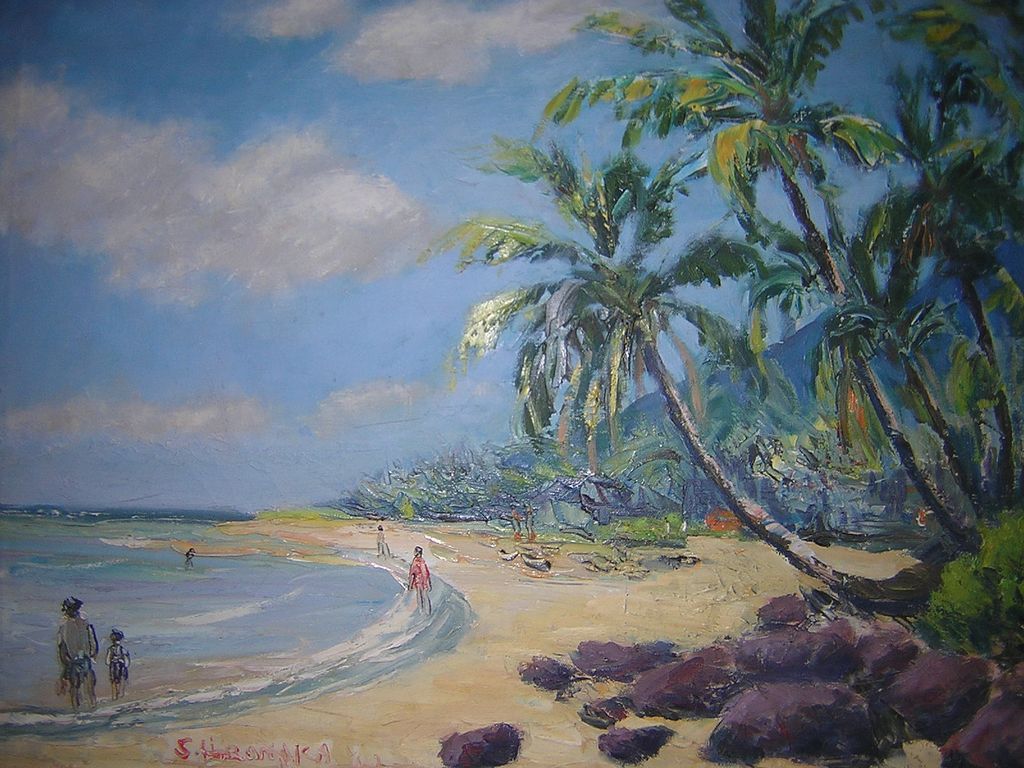 Vintage Hawaiian Wallpaper Oil Painting