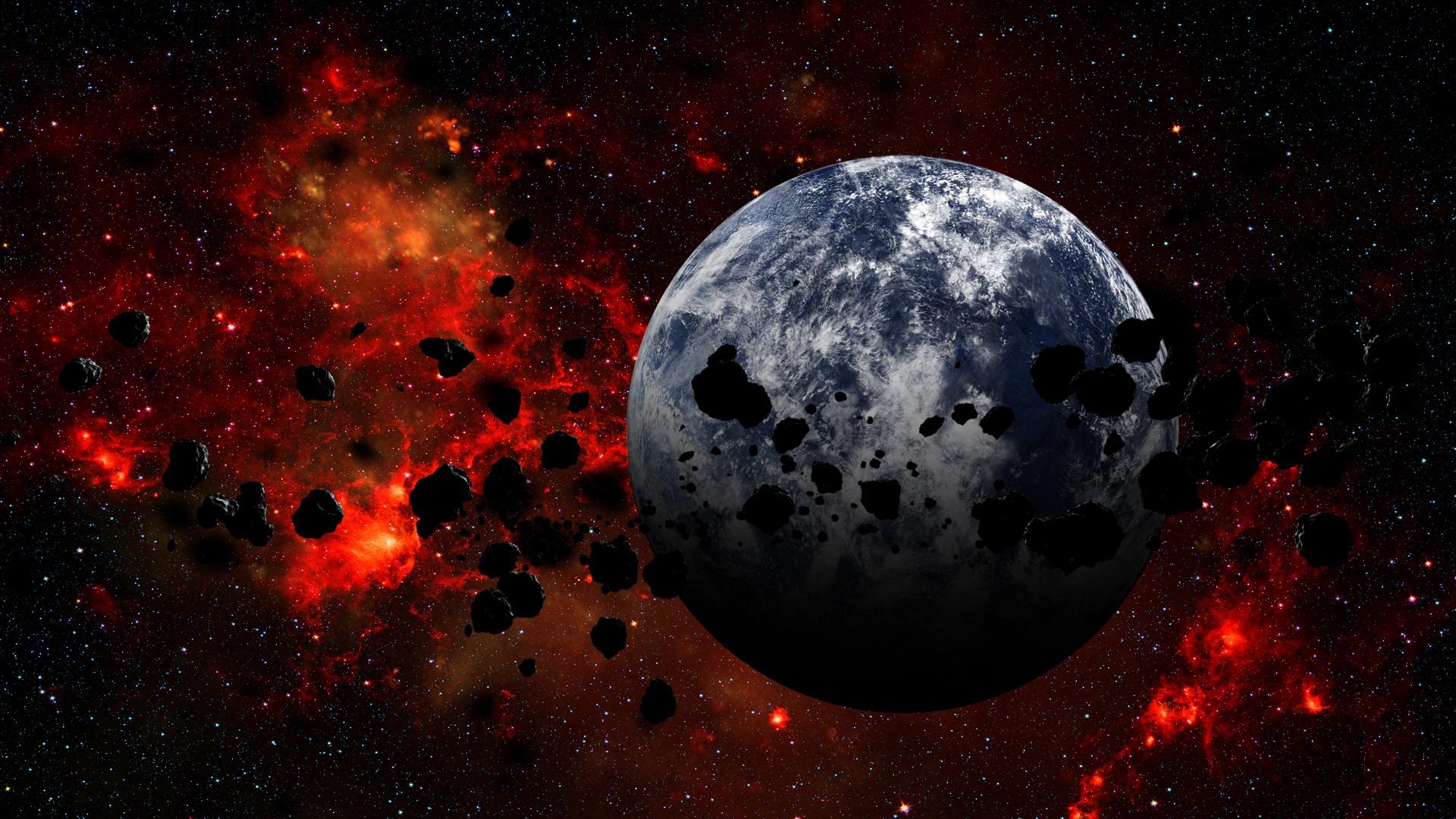 Nebula And Asteroid Wallpaper