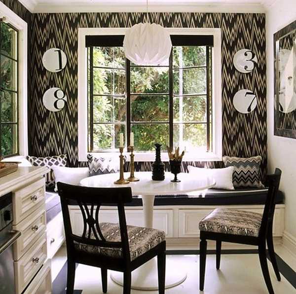 Wallpaper Pattern In Black And White Dining Room Decorating