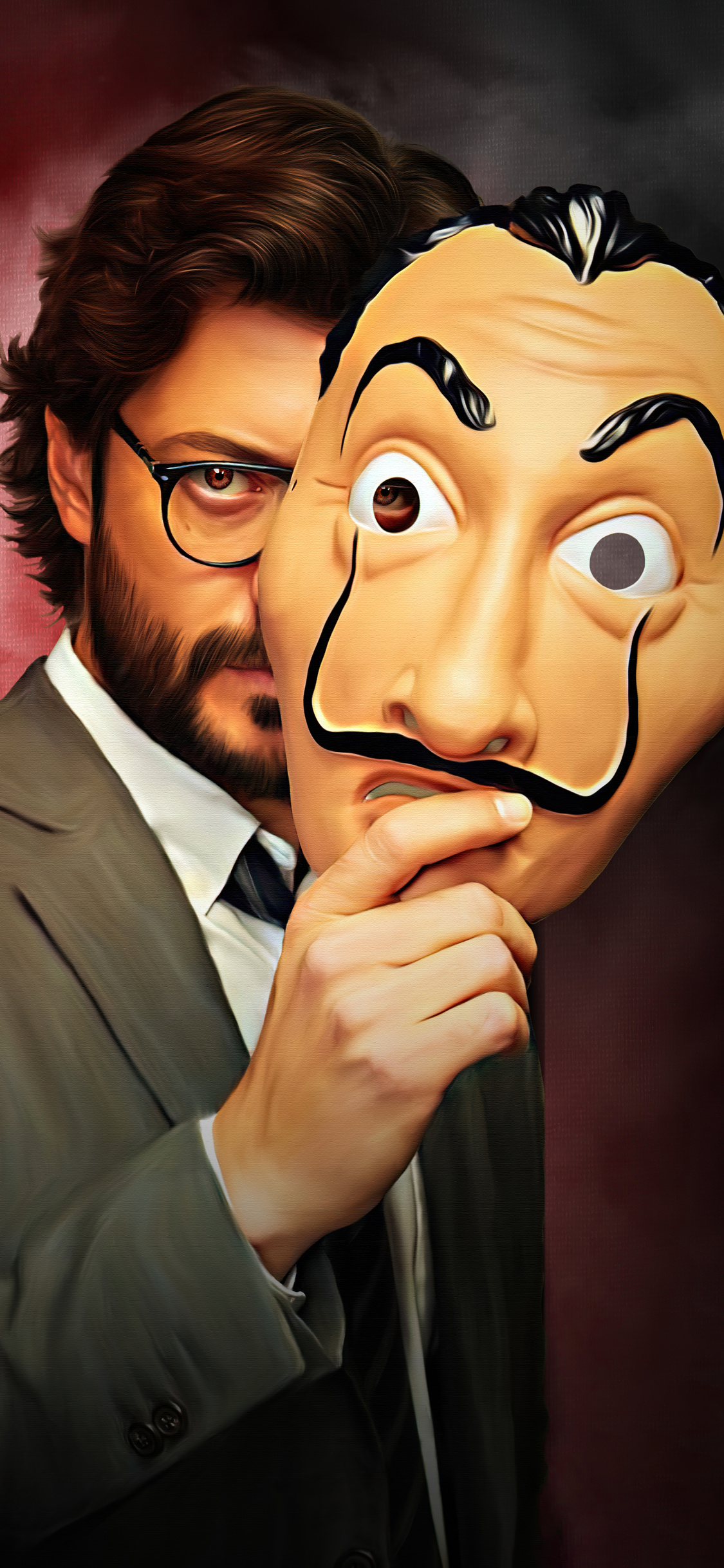 The Professor Digital Painting Money Heist iPhone Xs X HD 4k Wallpaper
