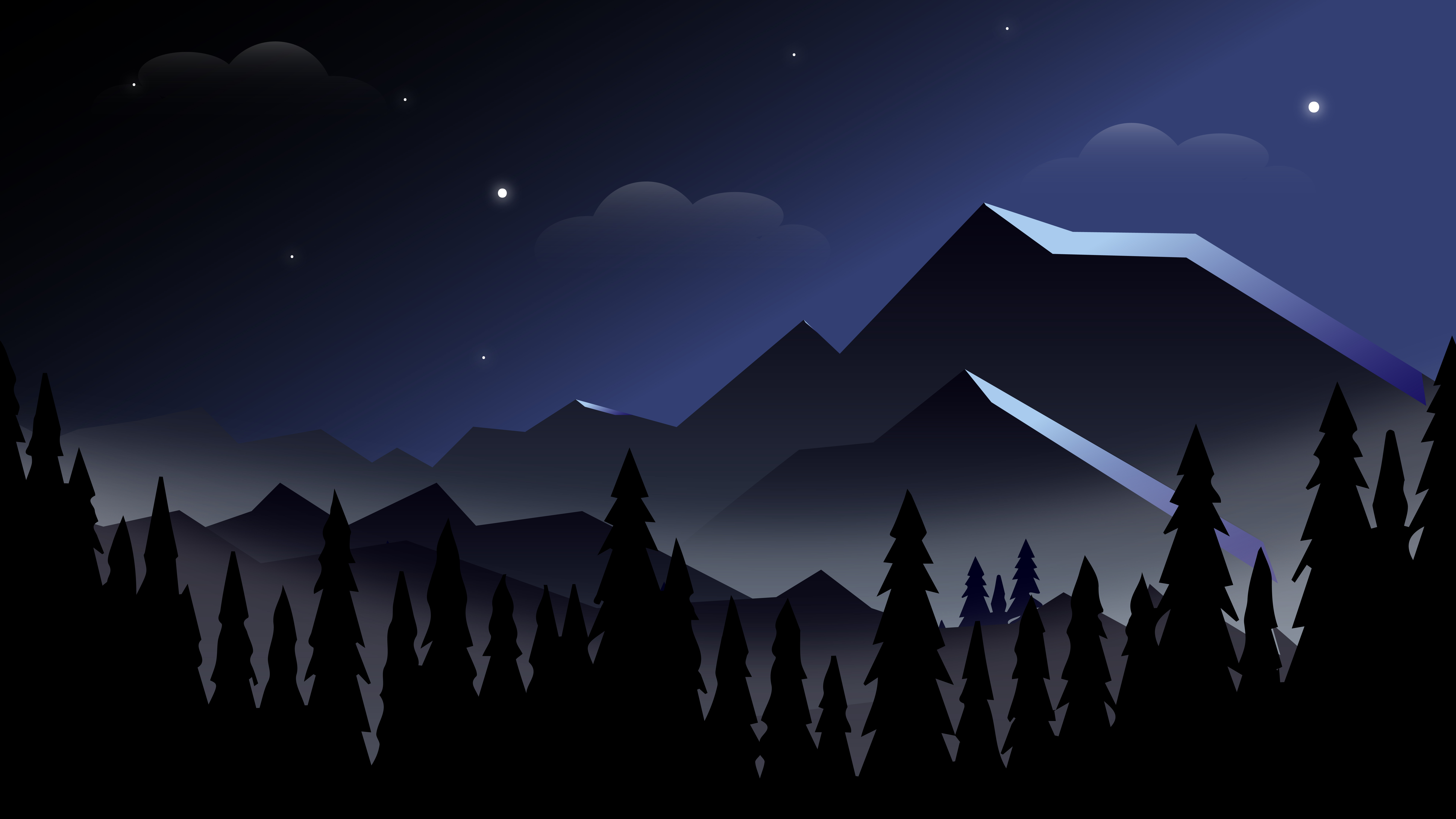 Night Mountains Minimalist 8k HD 4k Wallpaper Image Photos And Picture