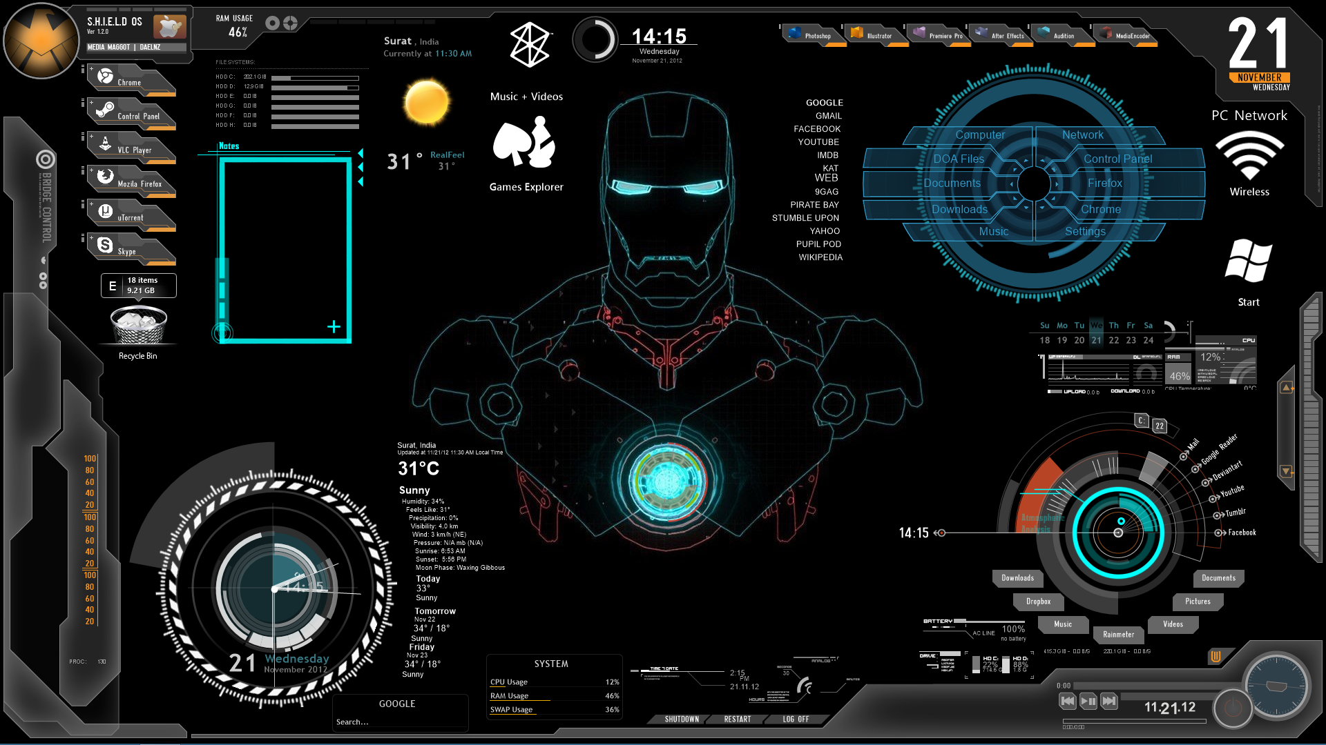 Ironman1 Is One Of The Most Ed Rainmeter Skins For