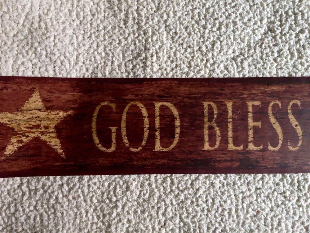 Primitive Country Wallpaper Border God Bless Our Home eBay 1000x750