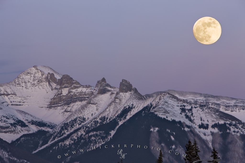 Fairholme Range Winter Full Moon Banff National Park Photo