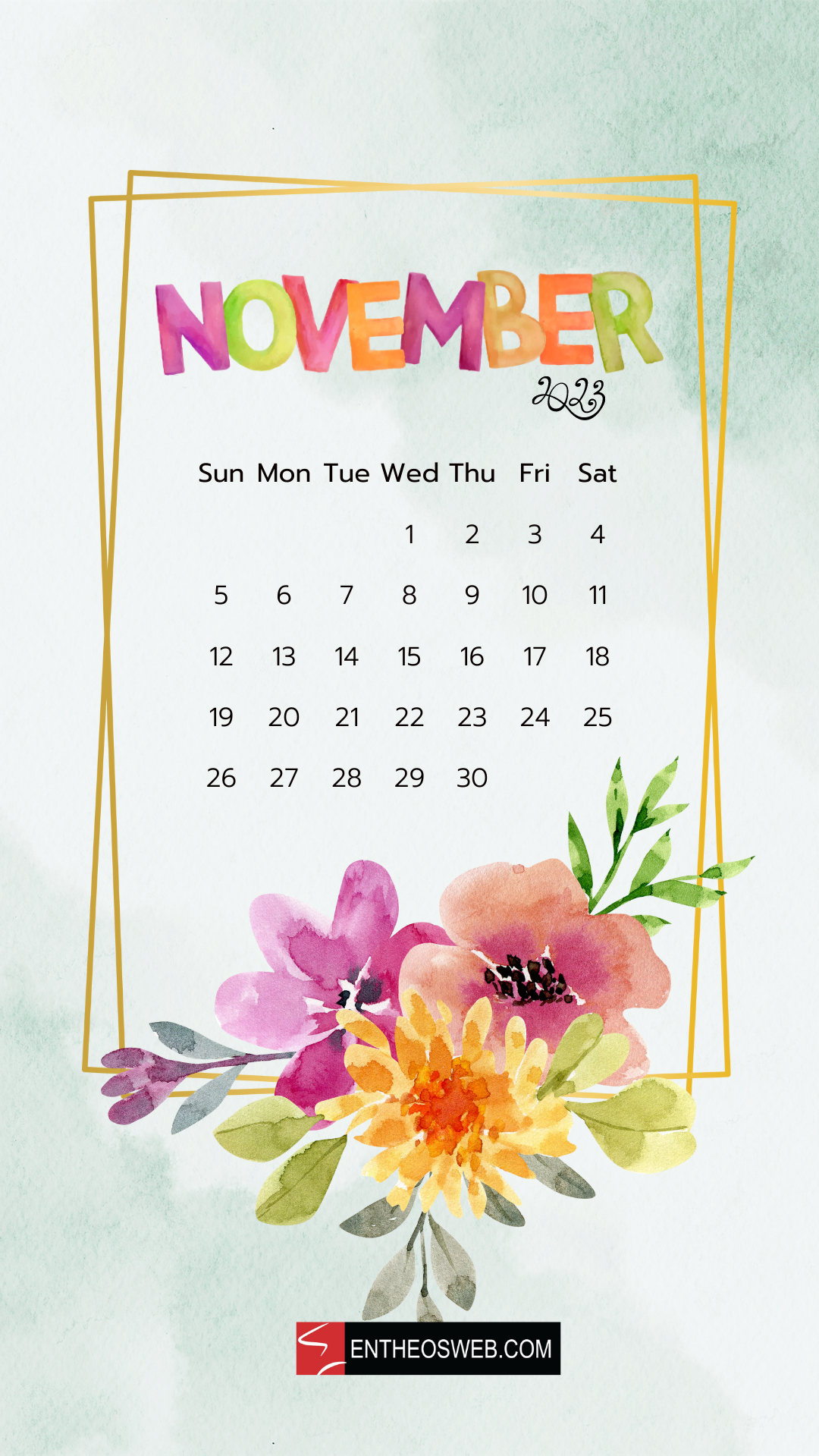 November Calendar Phone Wallpaper Entheosweb