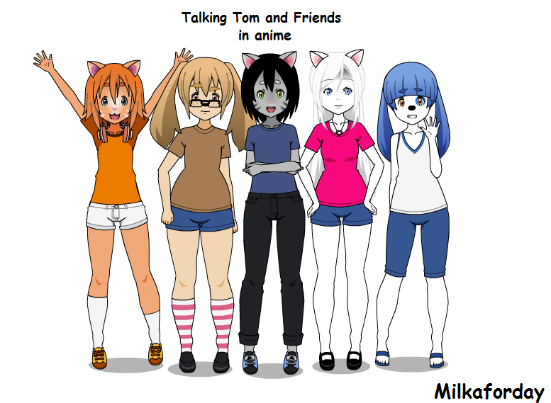 Talking Tom and Friends in anime by Milkaforday on