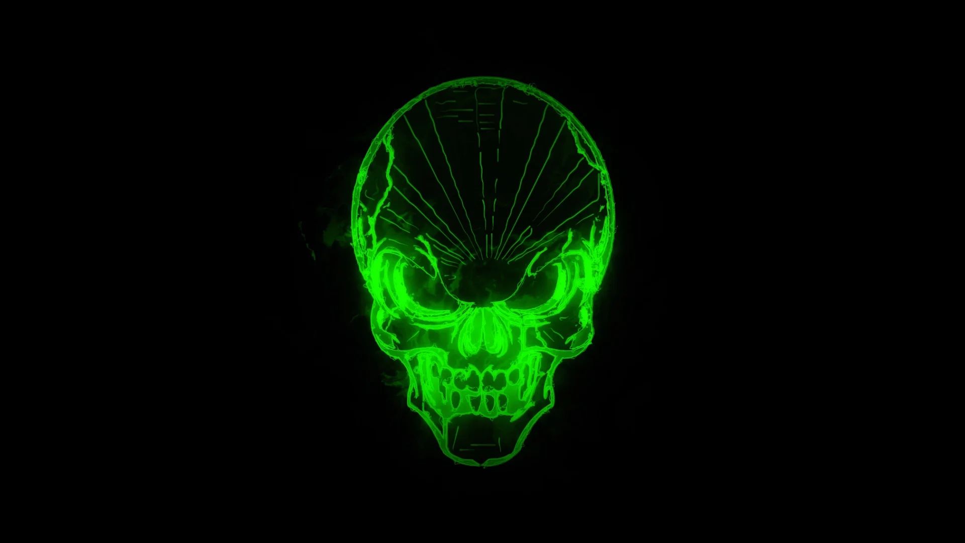 Green Flaming Skull Wallpaper
