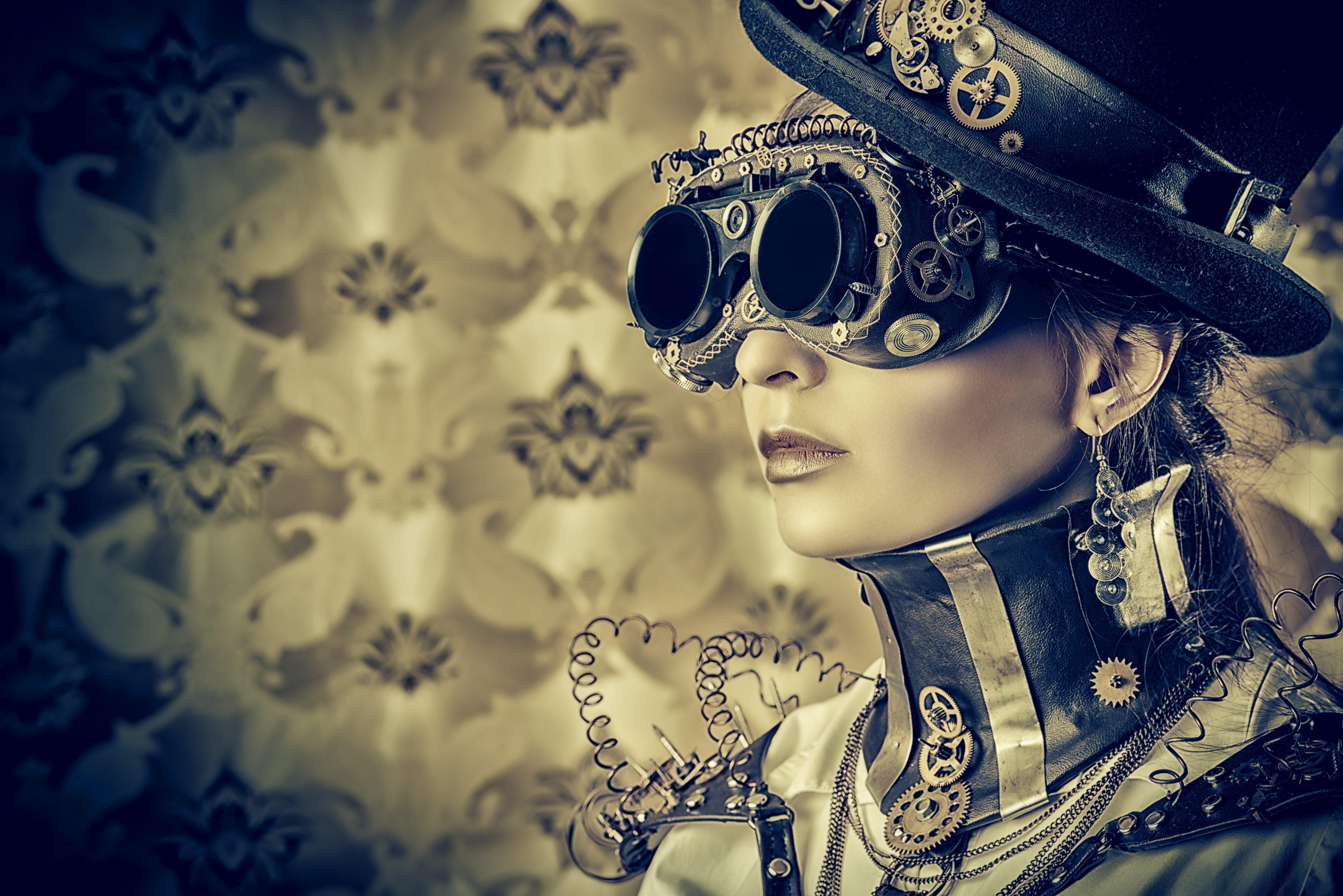 Wallpaper girl steampunk wire hat sunglasses style wallpapers