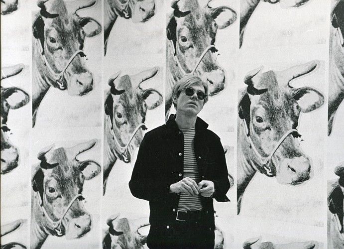 Andy Warhol With His Cow Wallpaper Exhibited At Leo Castelli April