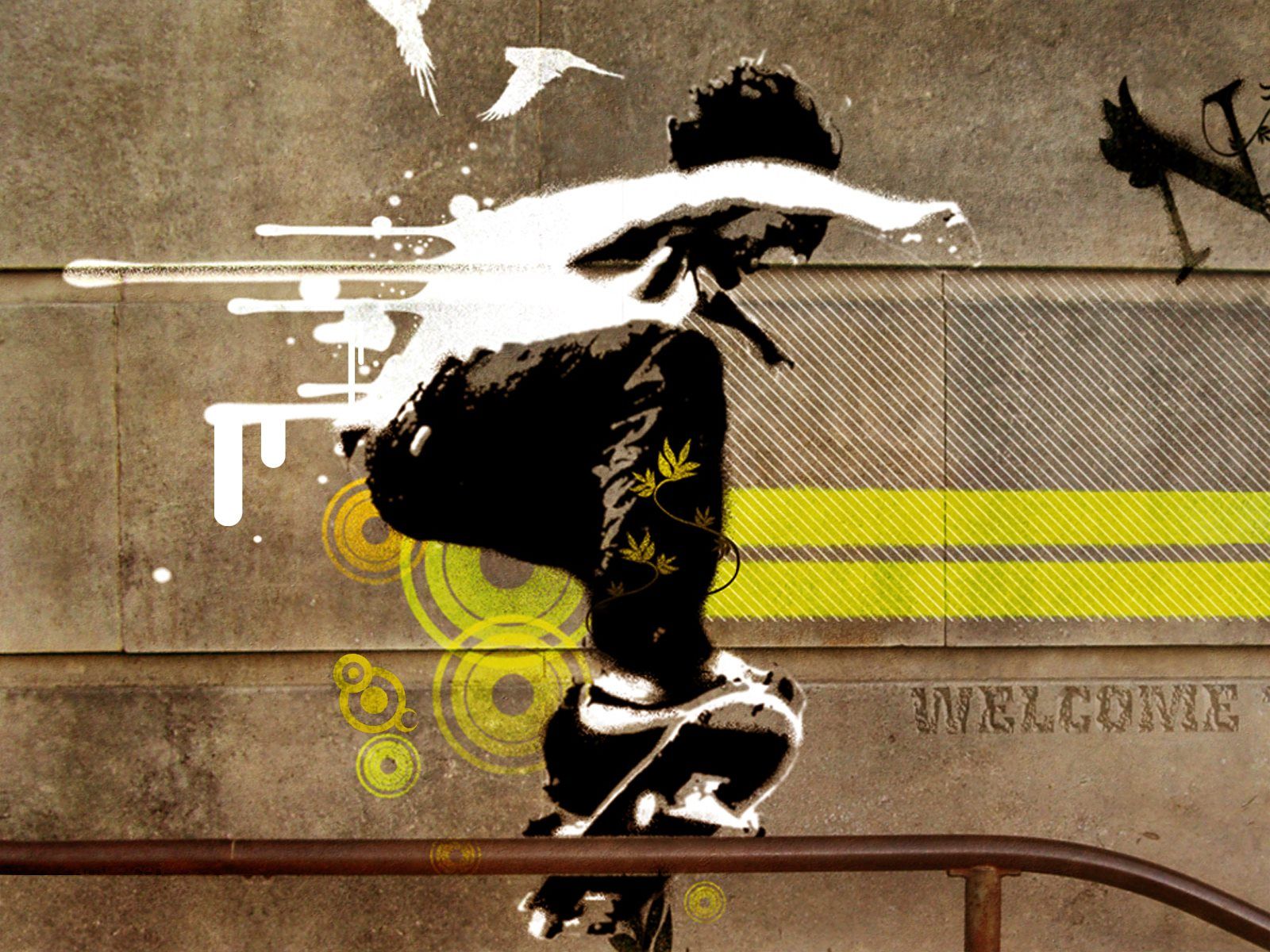 Skate Streetart Motion Speed Paint Urban Street Art Green