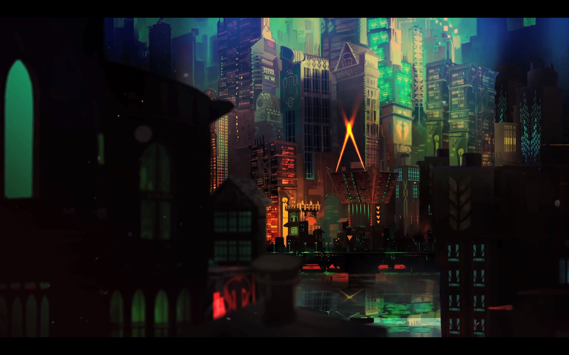 Transistor Game Anime City D Wallpaper Background