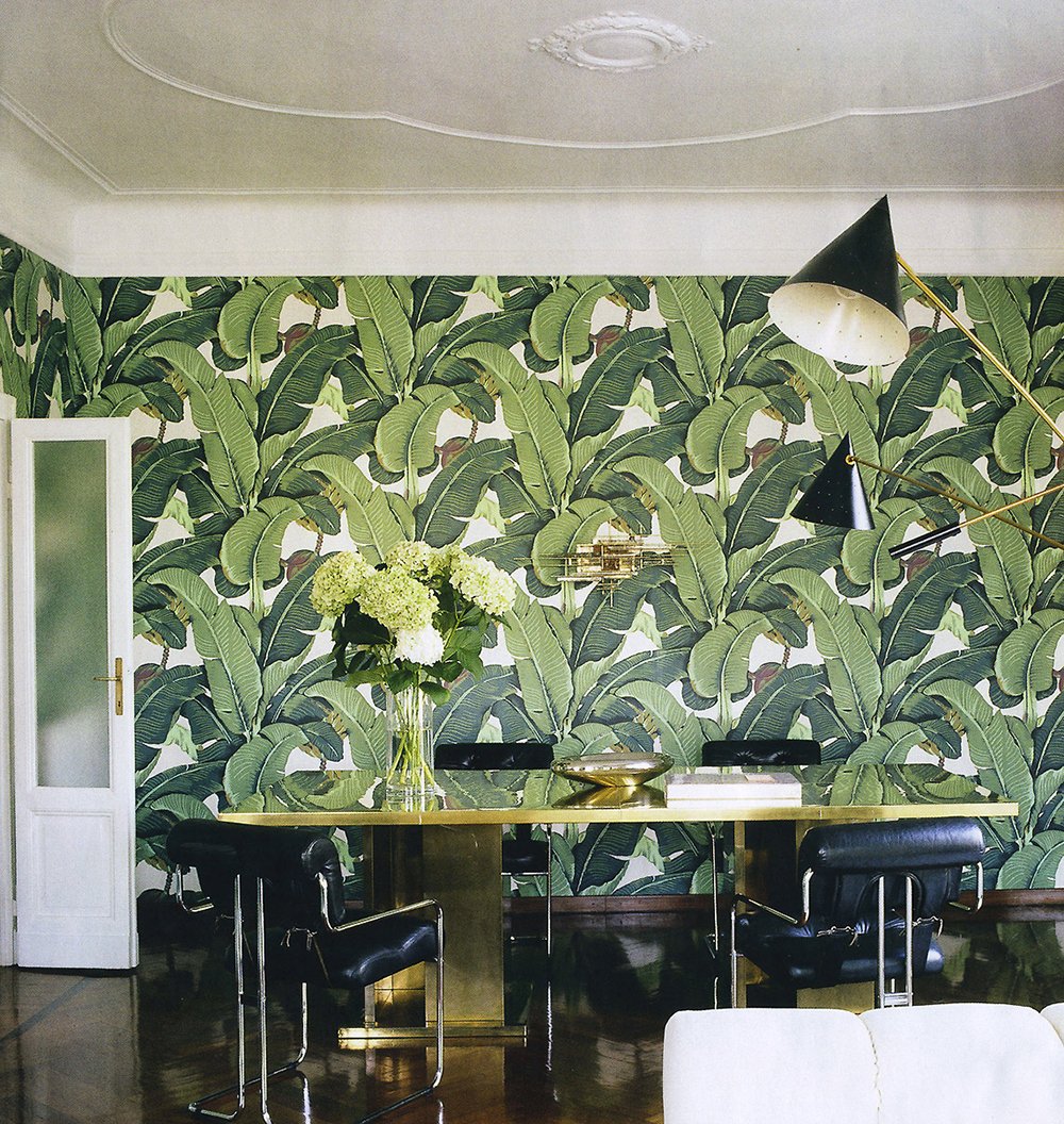 Martinique wallpaper in Brian Atwoods apartment in Milan designed by