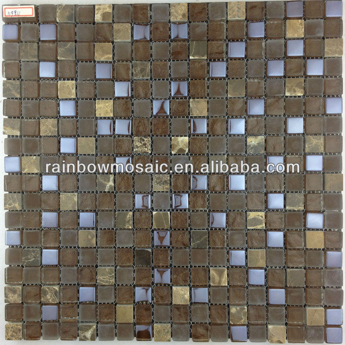 X Plating Golden Glass Mosaic Floor Tile Hl117