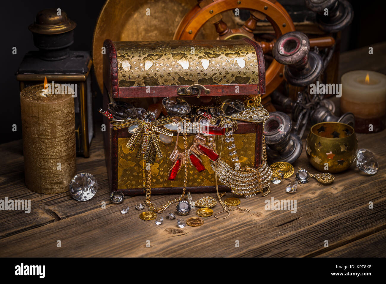 Treasure Chest With Jewellery Stock Photo