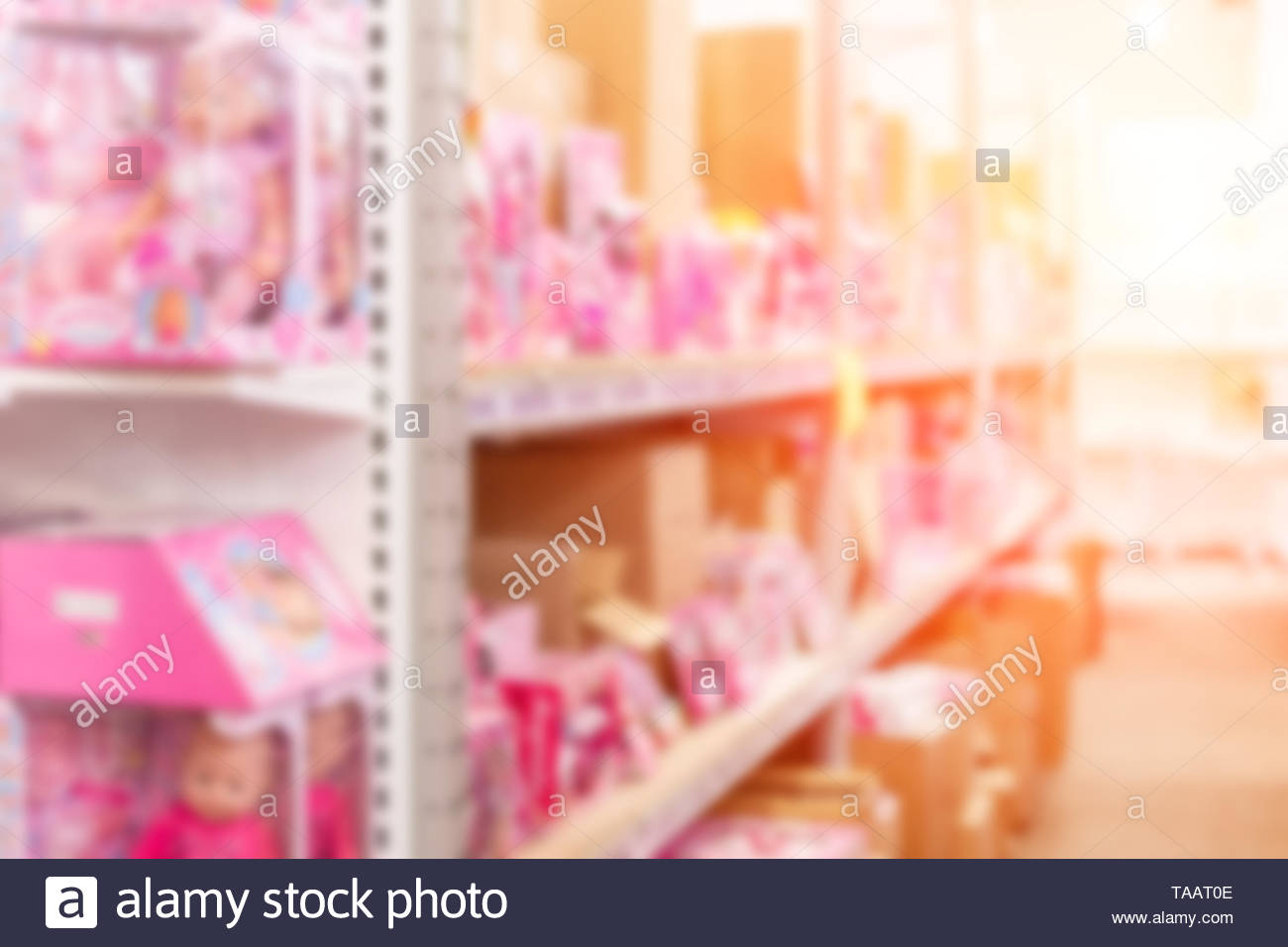 Abstract Blurred Background Of Wholesale Girs Toys And Dolls Shop