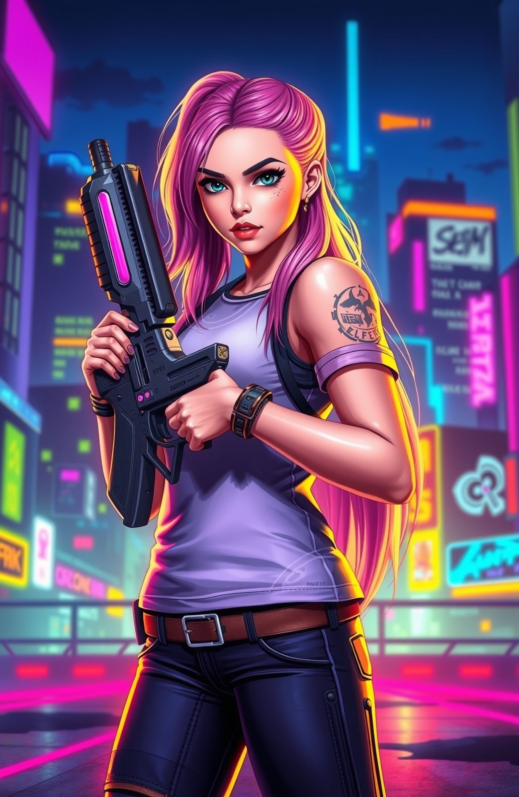 Girl With Gun Wallpaper