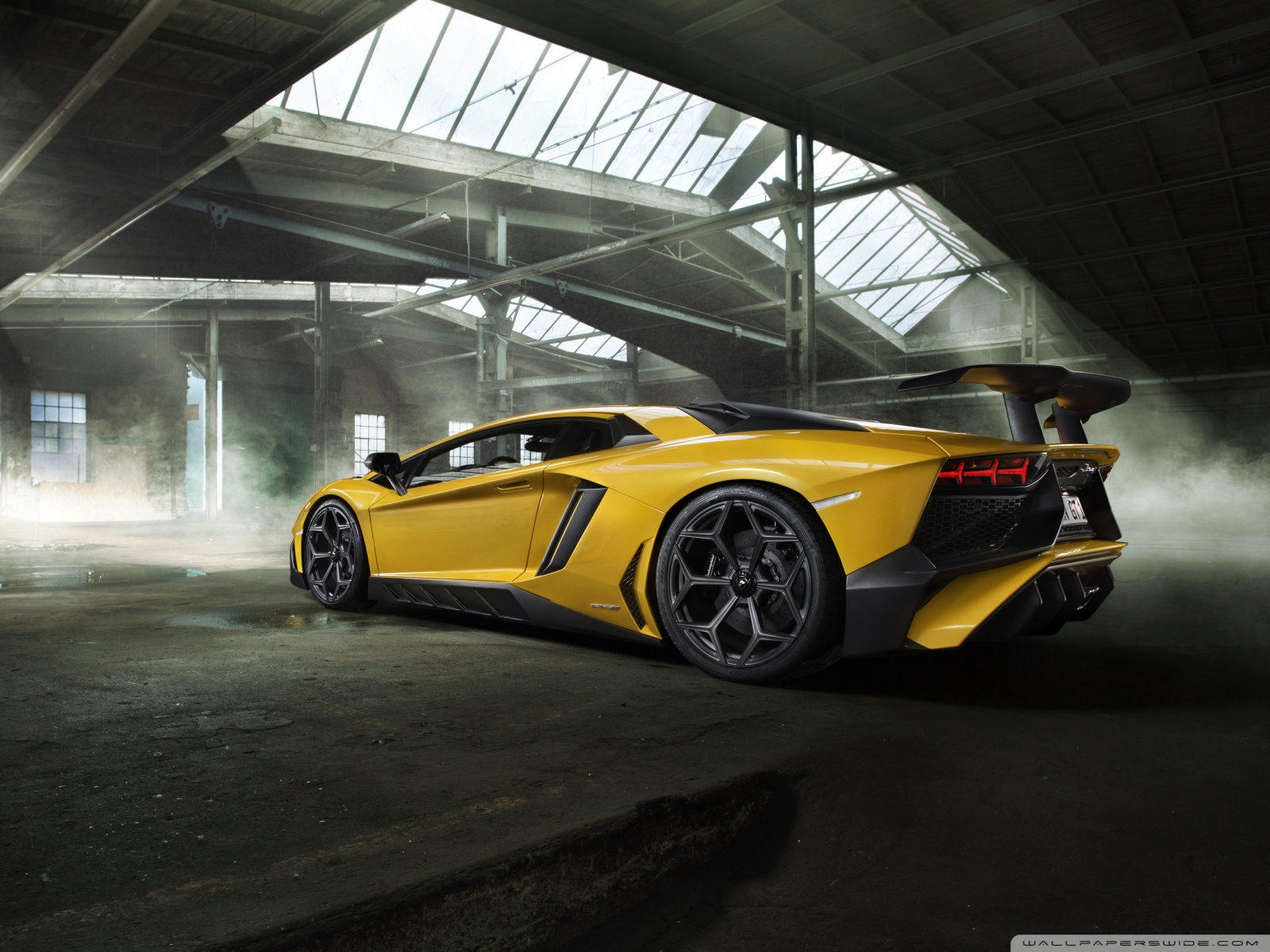 Yellow Lamborghini Aventador Sports Car 4k HD Desktop Wallpaper