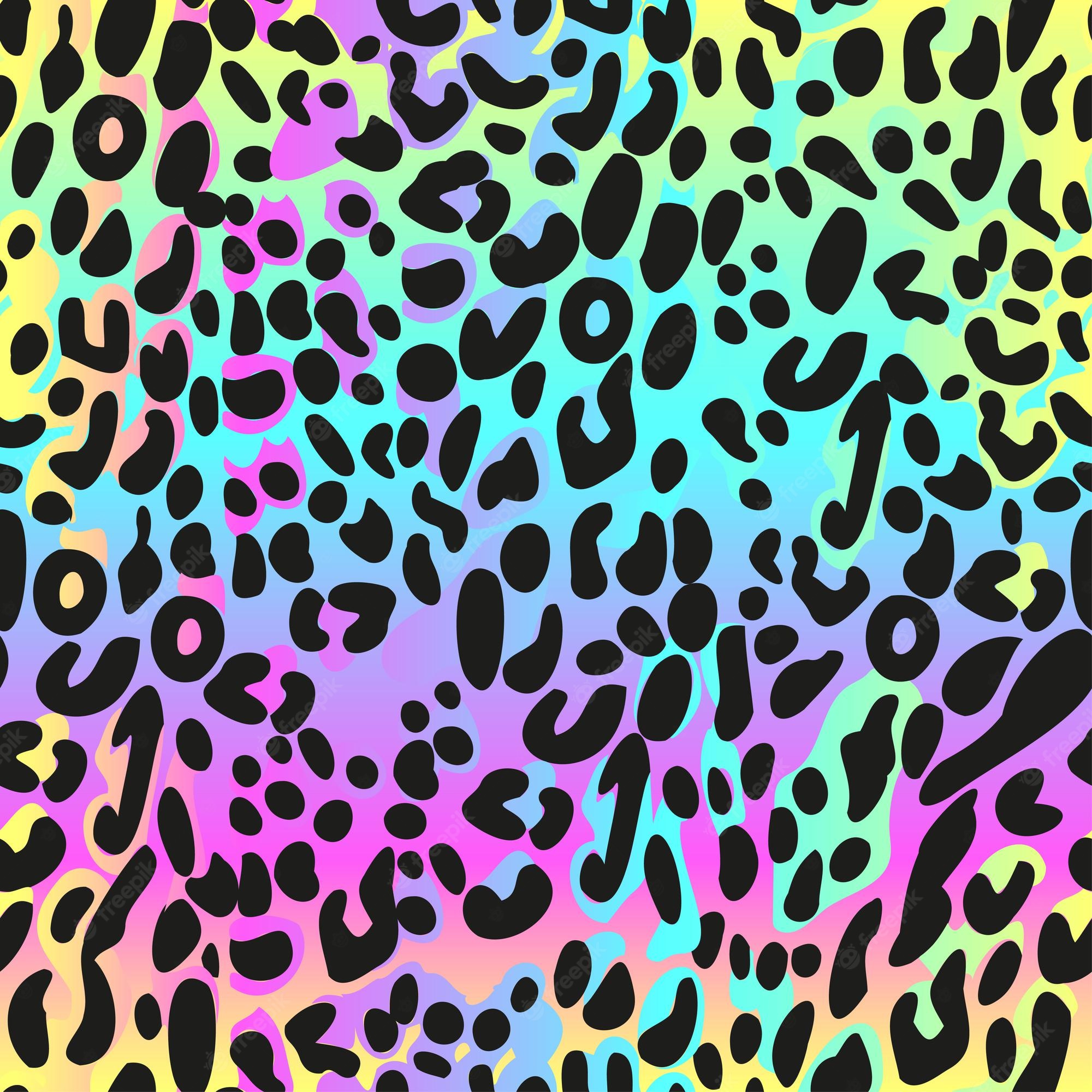 Premium Vector Rainbow Leopard Seamless Pattern Colorful Neon