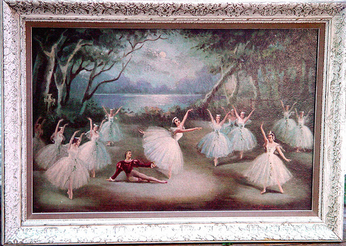 Swan Lake Ballerina Print French Provincial Framed Art 1960s