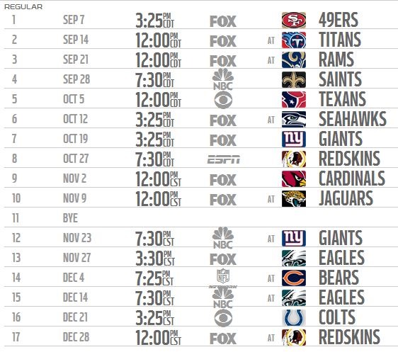 Dallas Cowboys Schedule Print