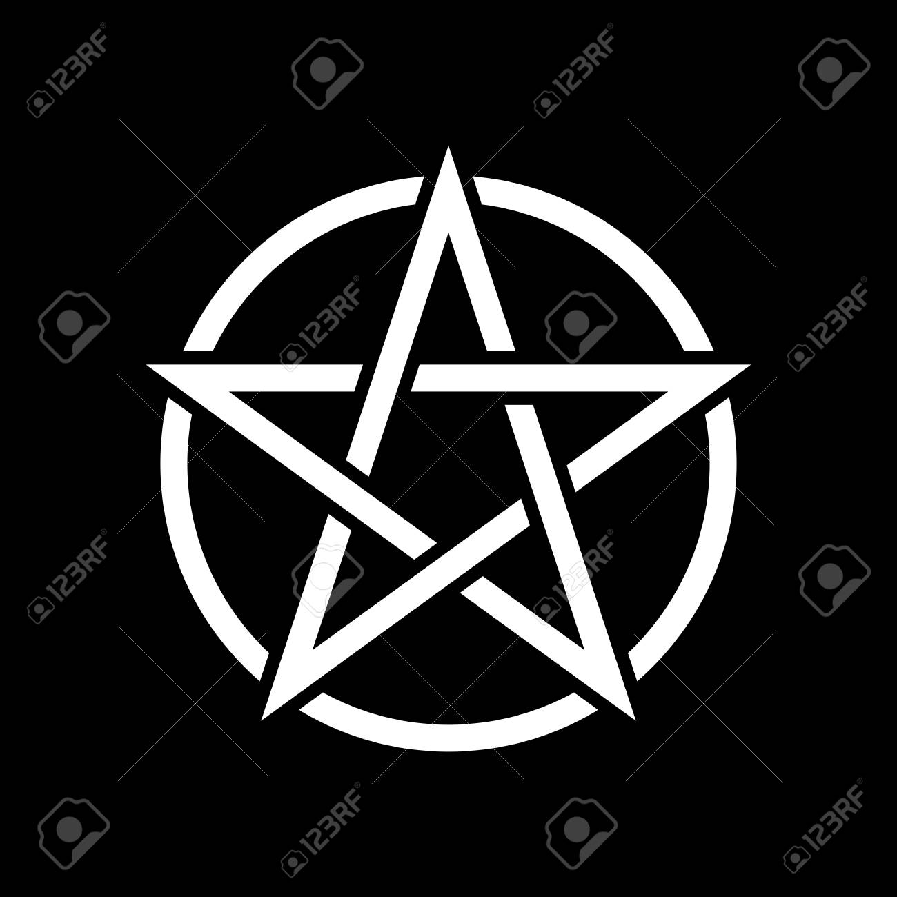 Pentacle Magic Sign Black Background Vector Illustration