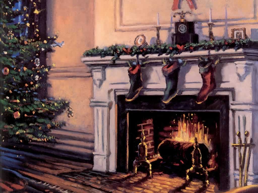  download Christmas Fireplace And Stockings Christmas Scenes 1024x768