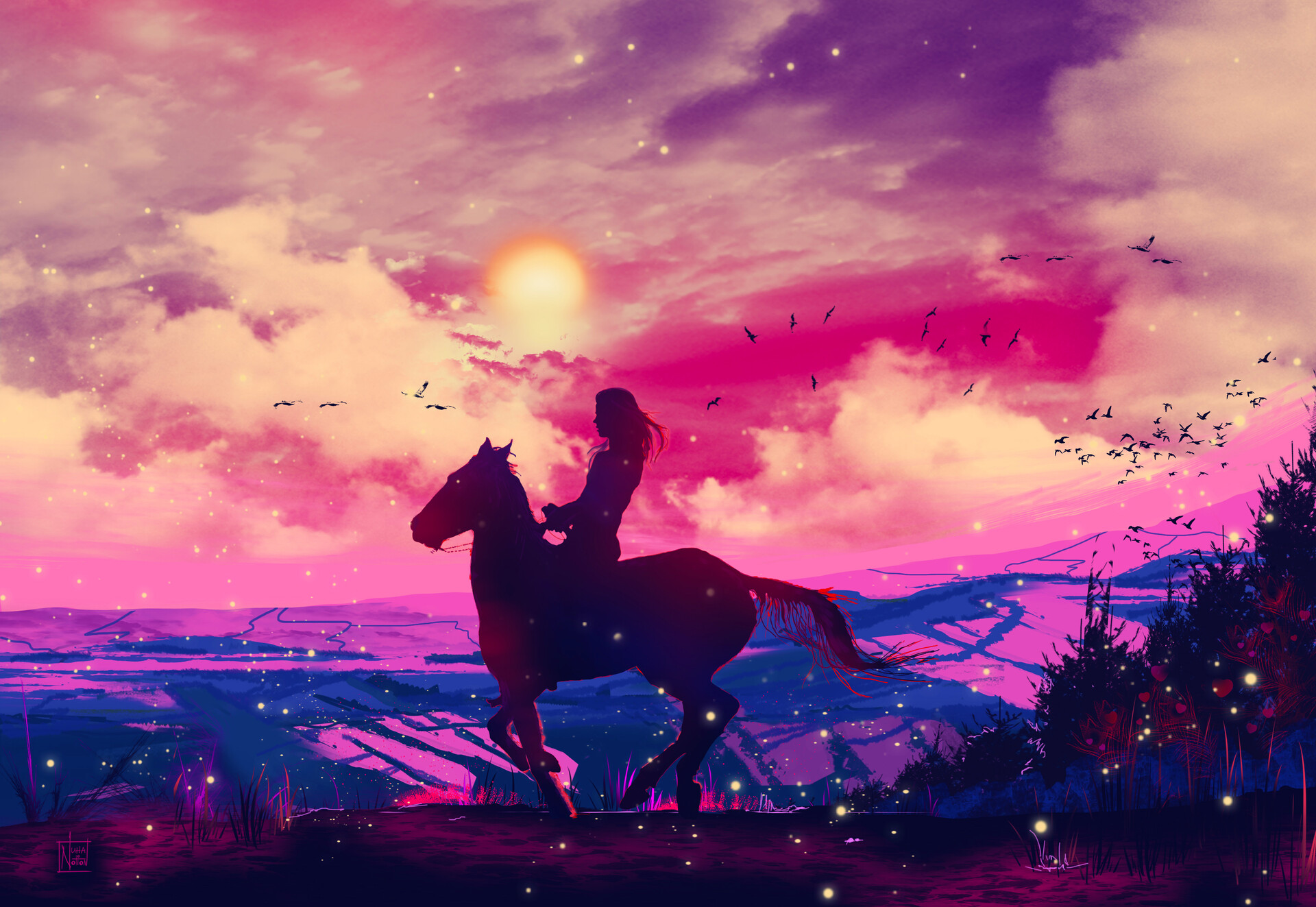 Artistic Sunset HD Horse Sky Rare Gallery Wallpaper