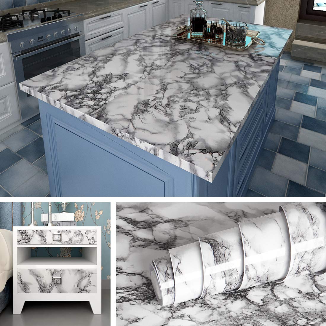 Buy Livelynine Marble Wall Paper Kitchen Countertop Peel And Stick Wallpaper Contact