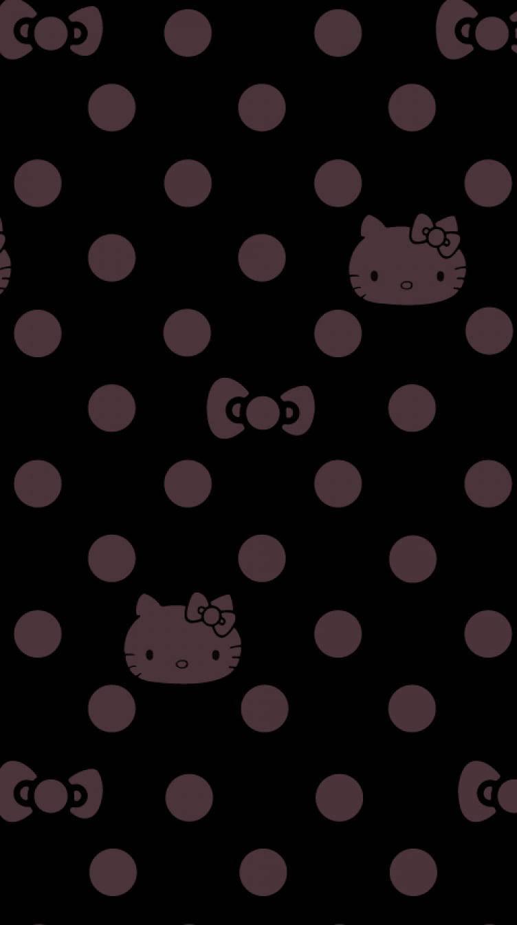 Black And Purple Dots Hello Kitty Wallpaper