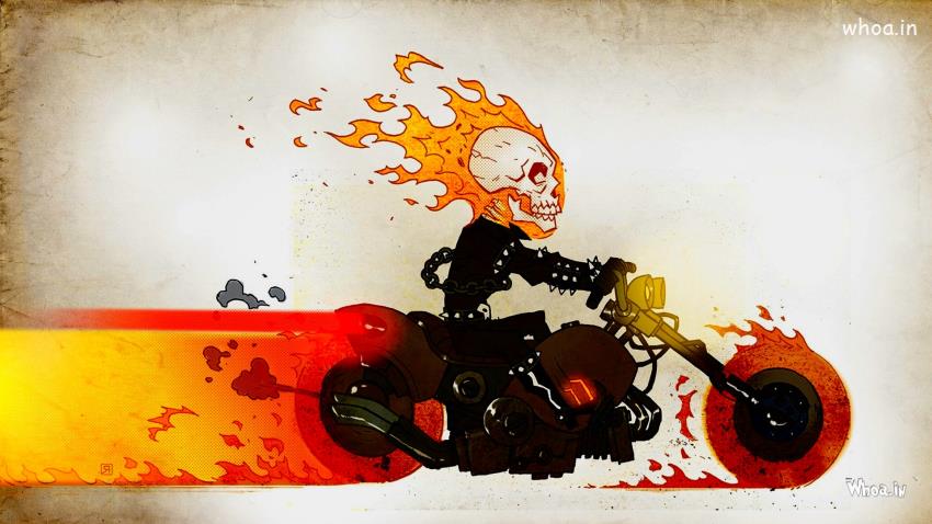 Ghost Rider Fire Skull Cartoon HD Wallpaper