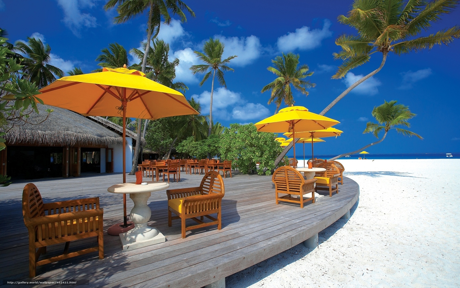 Wallpaper Maldive Islands Architecture Beach Chairs