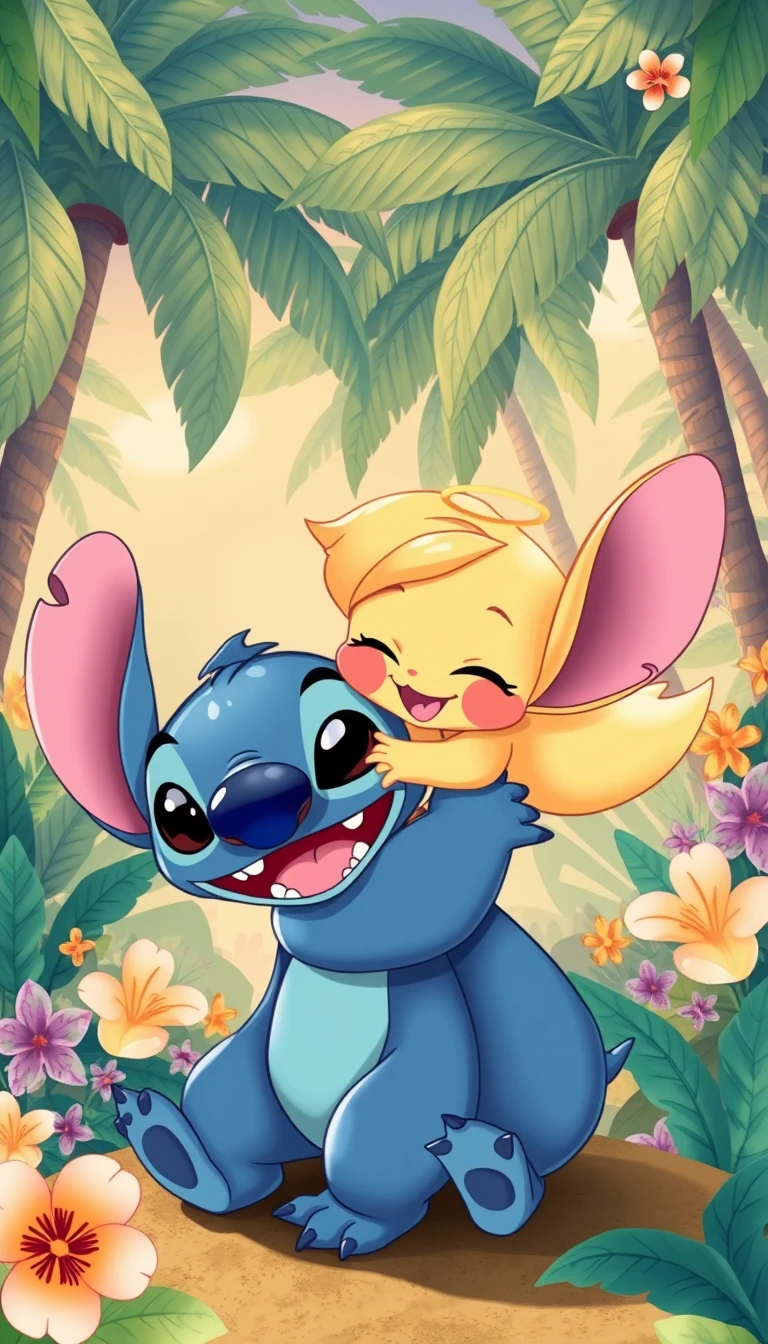 Stitch And Angel Couple Wallpaper