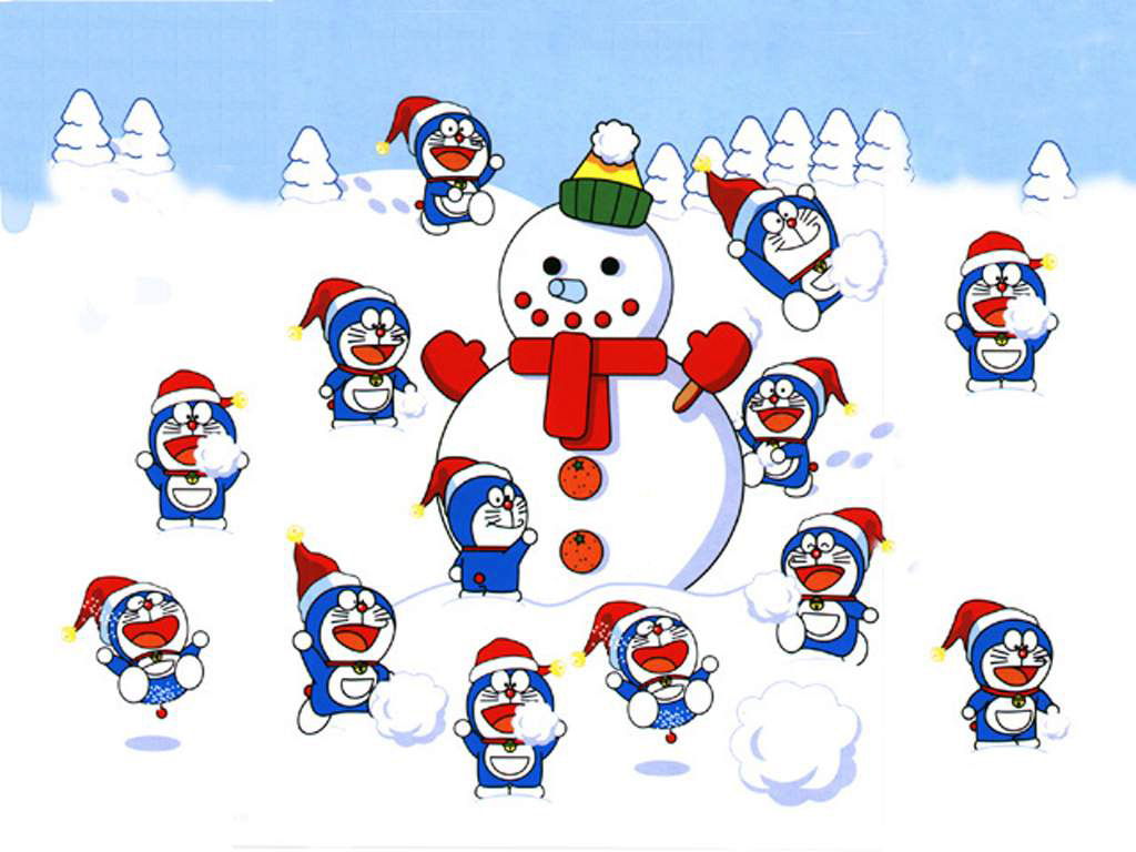Doraemon And Snowman HD Wallpaper Animation
