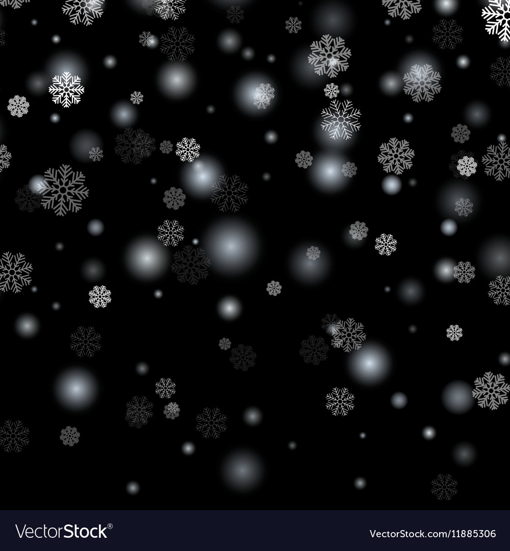 Falling snow on the black background Christmas Vector Image
