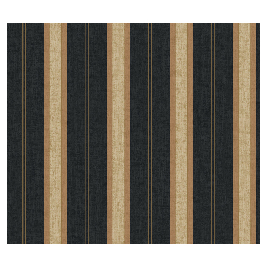 Shop Allen Roth Black And Tan Pinstripe Wallpaper At