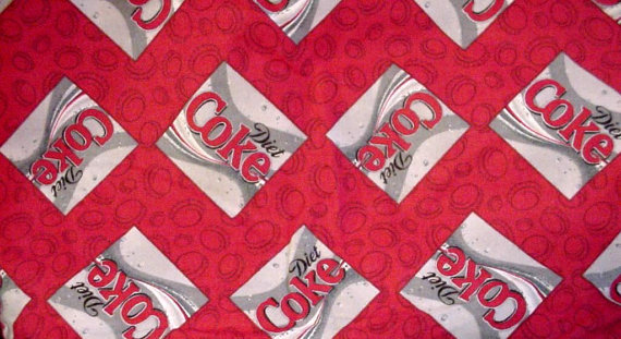 Coca Cola Fabric Diet Coke Oop Red Cotton Flannel Fat Quarter Rare